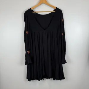 Free People Mohave Embroidered Mini Dress Women's Size Medium Black thumbnail 3