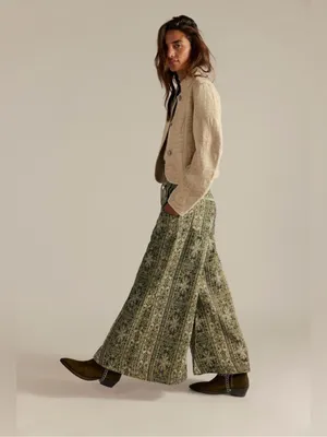 NWT Free People Dahlia Wide-Leg Pants Lemongrass Combo MSRP $198 Size 4 thumbnail 11