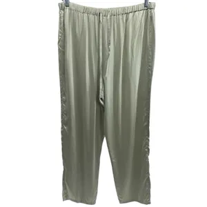 Clio 100% Silk Sage Green Drawstring Pants Pajama Career Luxury Old‎ Money L thumbnail 2