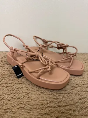 Torrid Tie Ankle Strappy Flatform Sandals in Camel NWT Size 8WW thumbnail 2