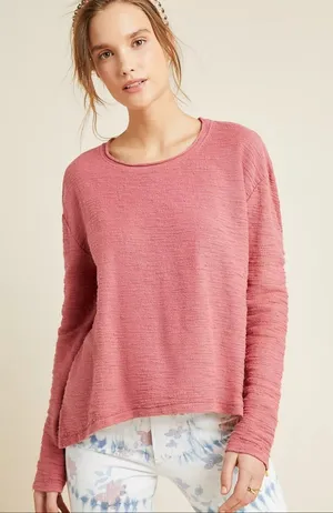 Anthropologie T.La Marsha Knit Pullover Textured Pink Long Sleeve Size M thumbnail 1
