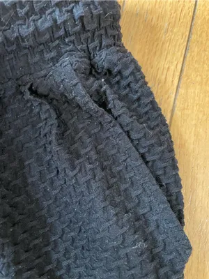 H&M Black Textured Jogger Pants with Drawstring thumbnail 3