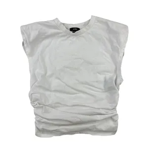 AFRM - Bilie Side Ruched Sleeveless Tank in White thumbnail 1