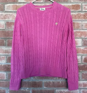 Lilly Pulitzer Cable Knit Sweater Crewneck Women’s Small Pink Preppy Cotton thumbnail 1