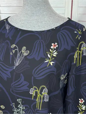 Loft Botanical Floral Print Tunic Blouse Blue Multi Medium Popover Chiffon‎ thumbnail 5
