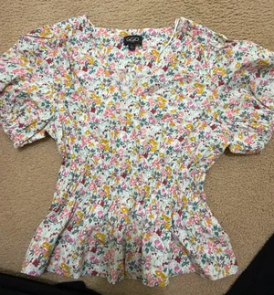 Multi colored floral babydoll top thumbnail 1