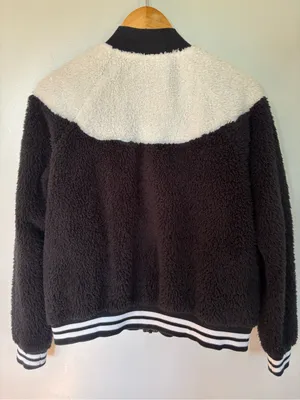 Nike Black and Cream Sherpa Zip Jacket thumbnail 4