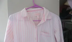 Victoria's Secret vertical stripe sleep shirt top in pink and white size XS. thumbnail 2