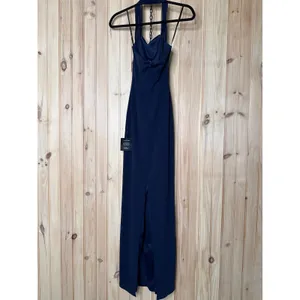 NWT Lulus Tove Navy Halter Neck Column Maxi Dress Holiday Wedding Party Sz XS thumbnail 7