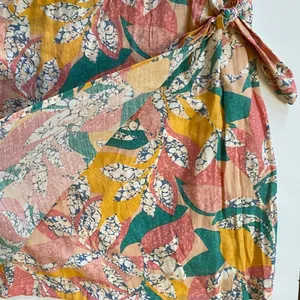 Nine West Women Multicolor‎ Tropical Print Faux Wrap Mini Dress Square Neck NWT thumbnail 10