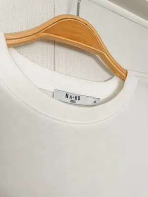NA-KD Basic Round Neck Oversized Tee Off-white thumbnail 3