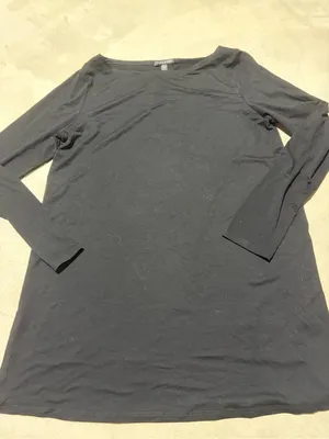 EILEEN FISHER Black Long-Sleeve Crewneck Top small thumbnail 2