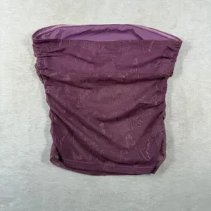 I.AM.GIA Purple Ruched Floral Lace Tube Top GIA13406 Womens Small Strapless Boho thumbnail 7