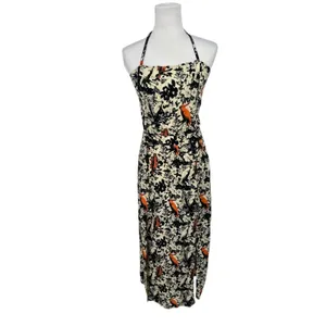 Suen Noaj Molaga Bird Maxi Dress L Floral Halter Cutout Tropical Travel Resort thumbnail 2