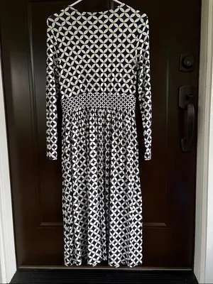 Like New Boden Thea Long Sleeve Midi Dress Navy White Size 6 thumbnail 10