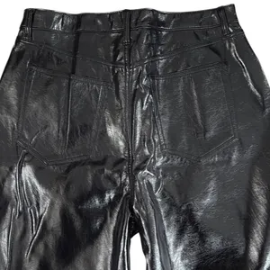 EUC Abercrombie & Fitch Faux Leather 90s Straight Ultra High Rise Pants Black 16 thumbnail 7