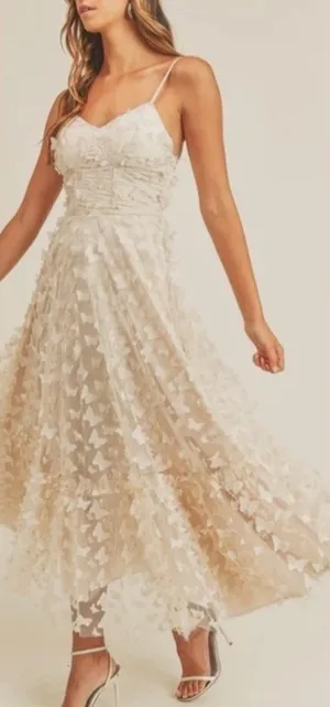 Thirty Thirty Elegant Cream Maxi Dress with Floral Accents thumbnail 1