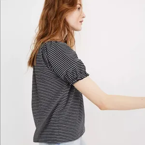 Madewell Texture and Thread striped peasant top thumbnail 12