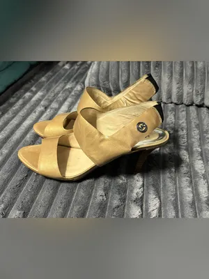 Michael Kors gold Patent heeled Slingback Sandals thumbnail 2