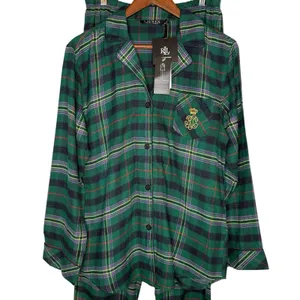 NWT LRL Ralph Lauren M Brushed Twill 2PC PJ‎ Set Plaid Green Pajamas Black Label thumbnail 5