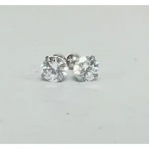 Silver Diamond Stud Post Earrings Jewelry 💎 thumbnail 2