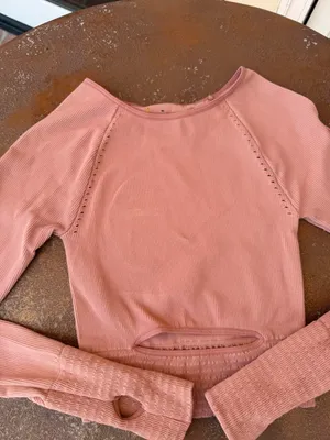 FREE PEOPLE MOVEMENT pink Cut It Out Long Sleeve sz xs/s thumbnail 2
