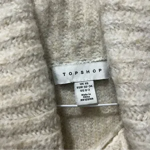 Topshop Women's Turtleneck Sweater Cream Tan Fuzzy Stripe Long Oversized Sz 0/2‎ thumbnail 5