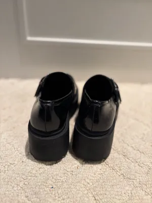 Bershka Black Double Buckle Chunky Platform Loafers Size 6 thumbnail 6