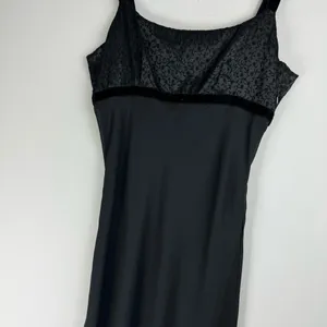 Vtg Y2K Jonathan Martin Black Slip Maxi Dress Velvet Floral Bodice Sz S/M thumbnail 7