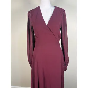 Lulus My Whole Heart Wrap Dress S‎ Burgundy Long Sleeve Gown thumbnail 7