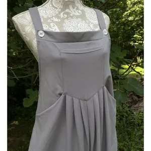 Halara Waffle Knit Pleated Overalls Jumpsuit Mink Brown Adjustable Size L thumbnail 10