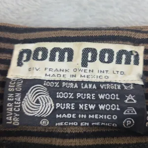 Pom Pom Frank Owen Vintage Sweater Wool Leather Batwing Sleeve‎ Brown Black Sz S thumbnail 2