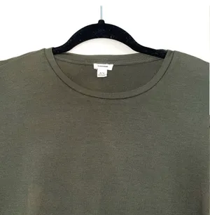Garage Cropped Tee Solid Olive Green Long Sleeve Crew Neck Basic thumbnail 2