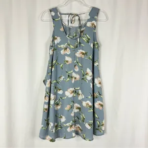 Entro Blue Polyester Gauze-Like Floral Layered Sleeveless Mini Dress Women Small thumbnail 5