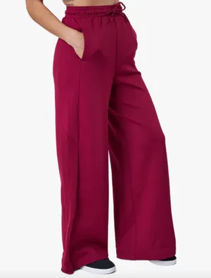 Adidas Pants Womens XL Red Wide Leg AeroReady Sweatpants Polyester Athleisure thumbnail 2