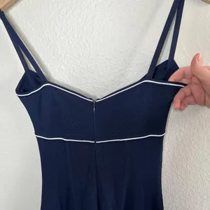 Herve Leger 90s Navy Blue Bandeau Top Stretch Bodycon Maxi Dress S thumbnail 9