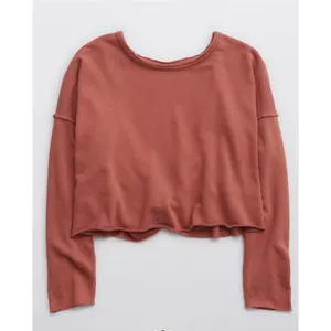 Aerie Weekend Pretty Twist Back‎ Raw Hem Sweatshirt Small thumbnail 5