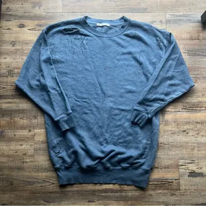 Free People We The Free Womens Blue Distressed Torn Pullover Tunic Sweater Sz XS thumbnail 1