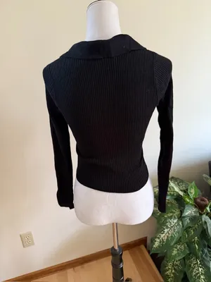 Abercrombie & Fitch Black Ribbed Collared Long Sleeve thumbnail 3