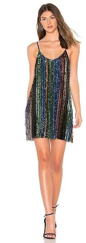 Show Me Your MuMu Vivian Colorful Sequin Vertical Striped Mini Dress thumbnail 1