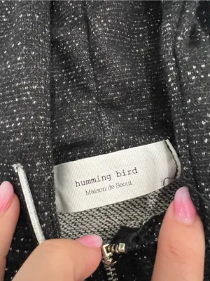 NEW Humming Bird Maison De Seoul Black Speckled Zip Up Hoodie Size Medium thumbnail 3