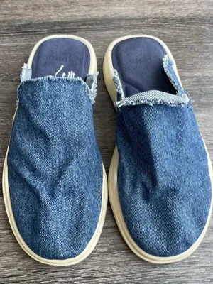 Lusso Cloud Blue Denim Pelli Slip-on Waffle-Knit Mules Shoes Size 9 NWOT thumbnail 5