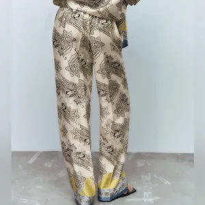 ZARA Multicolored Printed‎ High-Waisted Wide Leg Palazzo Pants Size Small NEW thumbnail 5