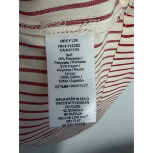 Greylin Red and cream Striped Button down top size small thumbnail 3
