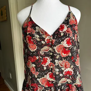 Floral Paisley Print Cami Top Button Down Sleeveless Peplum Tank Blouse Large thumbnail 3