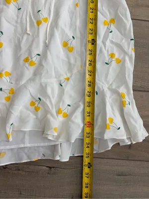 For Love & Lemons Ashland Lace Up White Yellow Cherry Print Y2K Boho Mini Dress thumbnail 10
