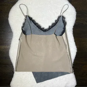 Zara Faux Leather Lace Trim Knit Back Cami thumbnail 8