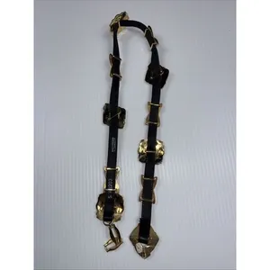 Vintage Brighton 1994 Gold Tone‎ Hardware & Black Leather Belt S #46203 30-32" thumbnail 2