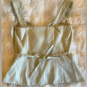 Reformation Pale Sage Green Linen Blend Button Front Tank thumbnail 8