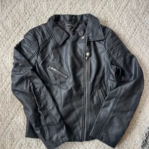 Shinestar Black Faux Leather Biker Jacket thumbnail 1